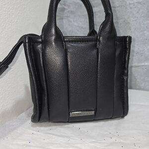Madden Girl Black Satchel Crossbody – Logo Strap Utility Bag w/ Mini Zip Pouch